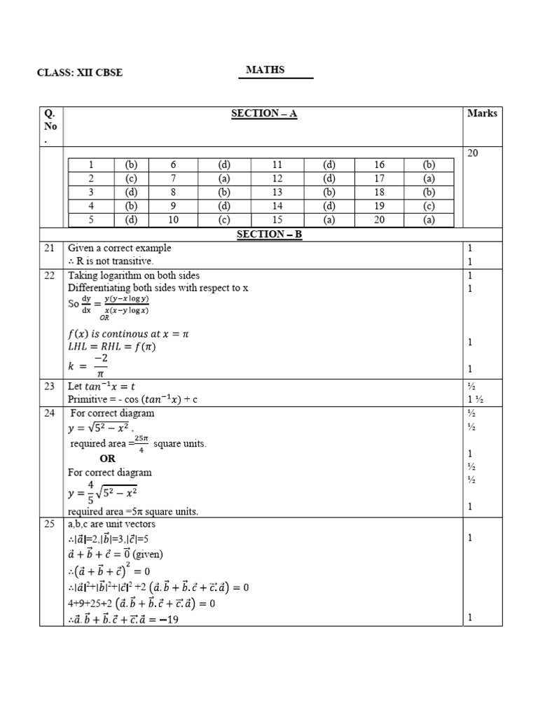 CBSE Class XII Maths Exam Paper | PDF | Mathematical Physics ...