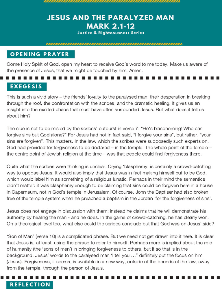 Jesus Heals: Forgiveness Redefined | PDF | Jesus | Gospel Of Mark