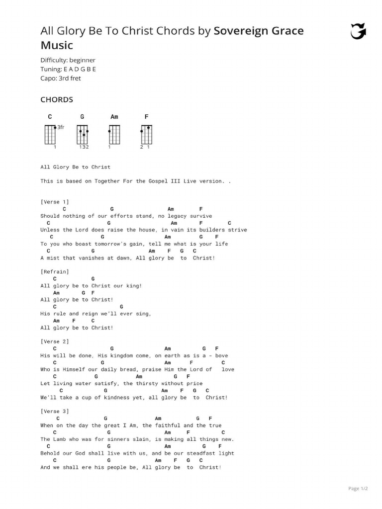 All Glory Be To Christ Chords | PDF