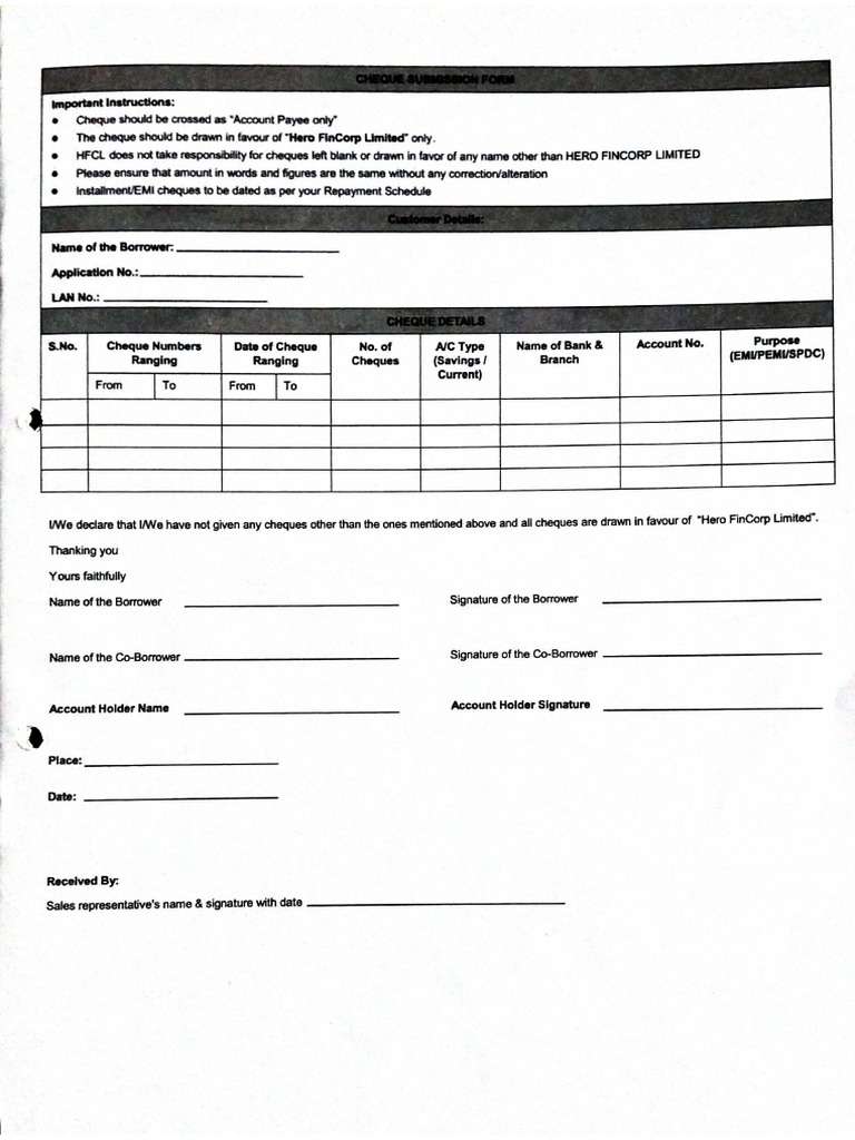 Chqe Sub Form | PDF