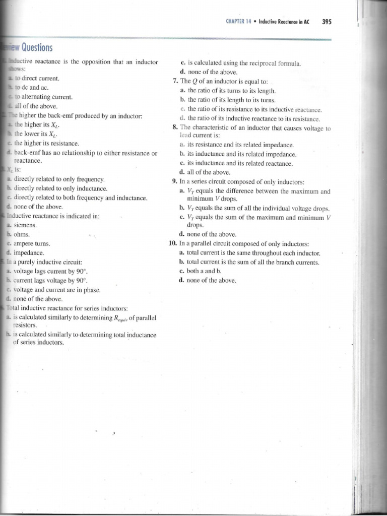CH 14+homework+ (Inductive+Reactance) | PDF | Inductance | Inductor