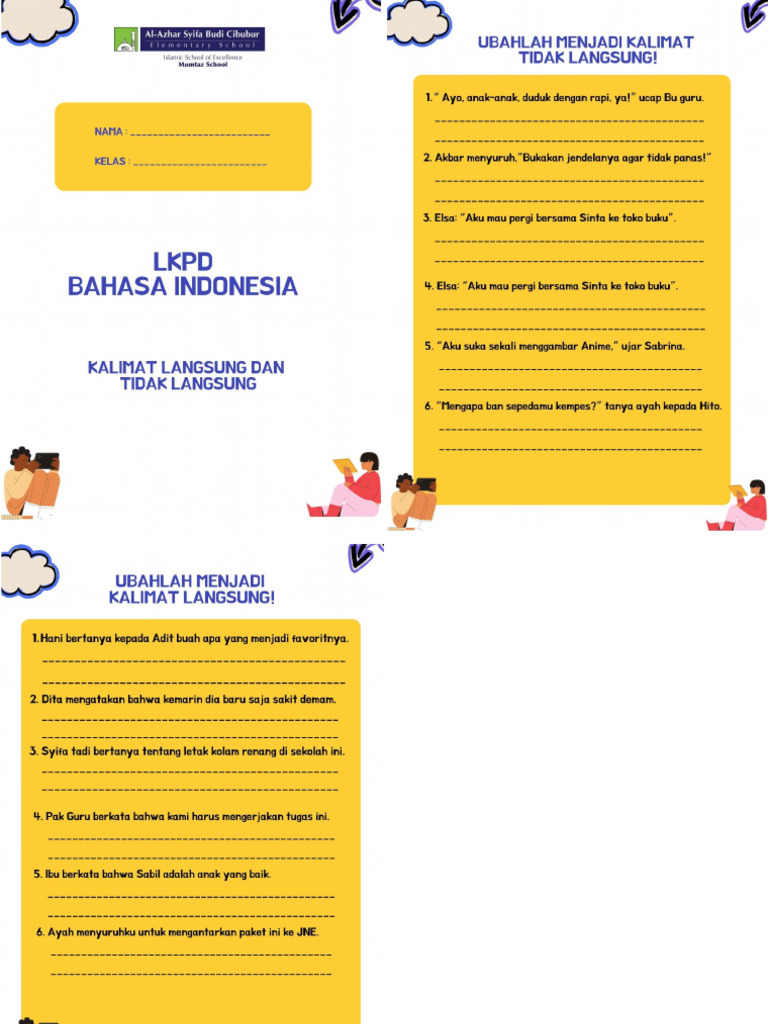 LKPD Kalimat Langsung dan Tidak Langsung | PDF