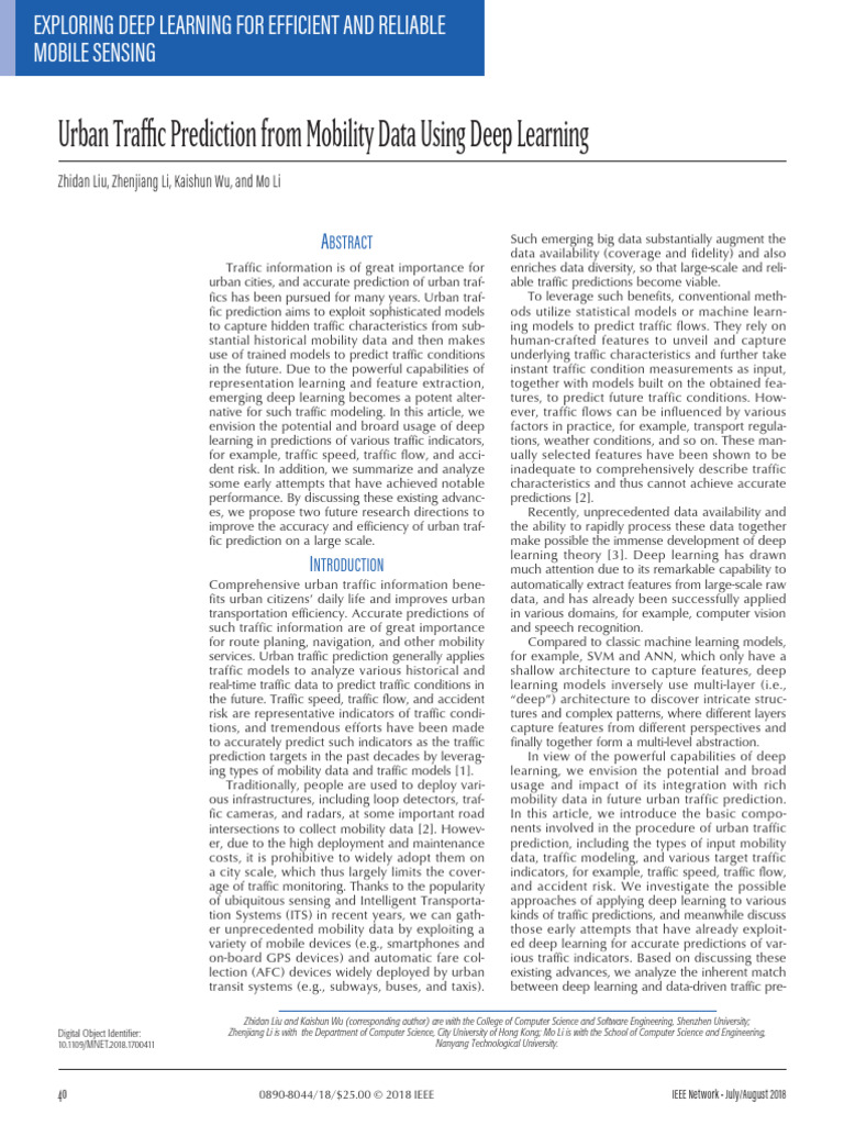 Deep Learning for Urban Traffic Prediction | PDF | Deep Learning | Traffic