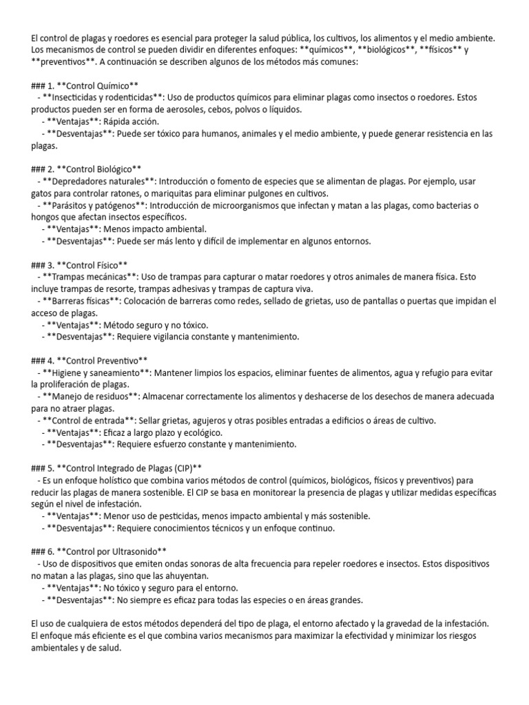 Control de Plagas y Roedores AC | PDF | Plaga (organismo) | Control de ...