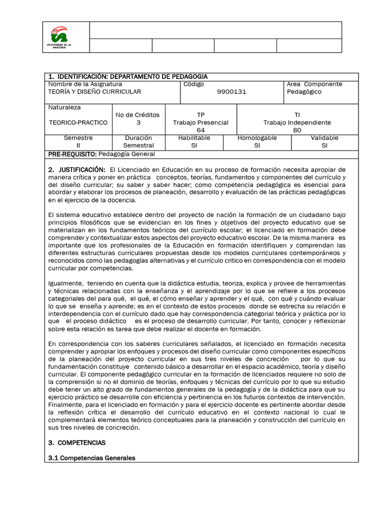 Teoría y Diseño Curricular en Educación | PDF | Plan de estudios ...