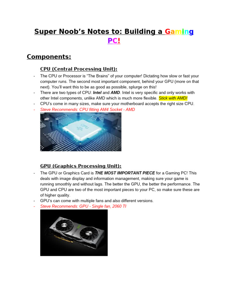 Gaming PC Parts Overview | PDF | Graphics Processing Unit | Random ...