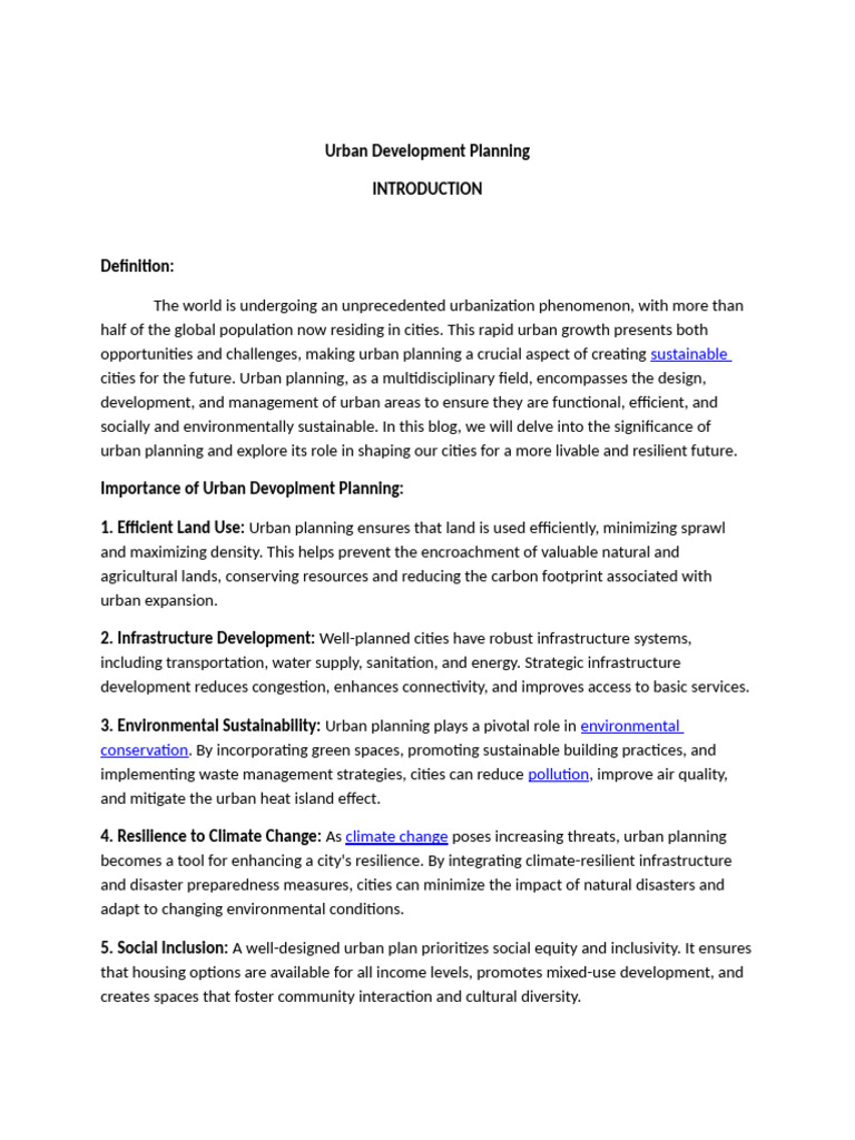 Urban Development Planning Essentials | PDF | Urban Planning ...
