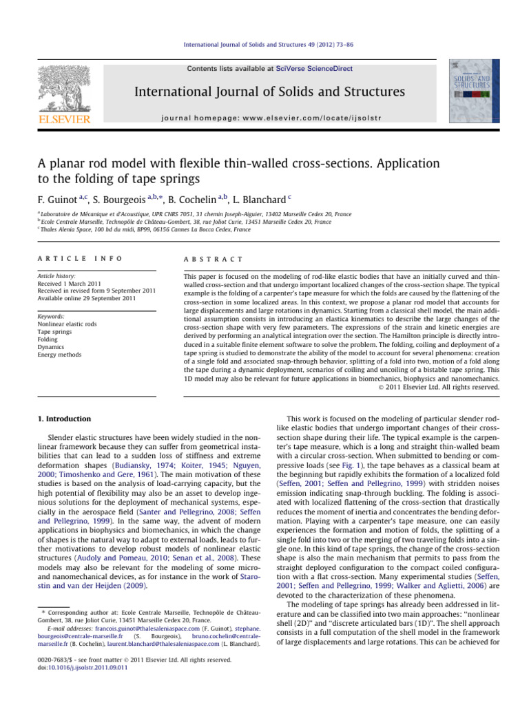 A Planar Rod Model With Flexible Thin-Walled Cross-Sections | PDF ...