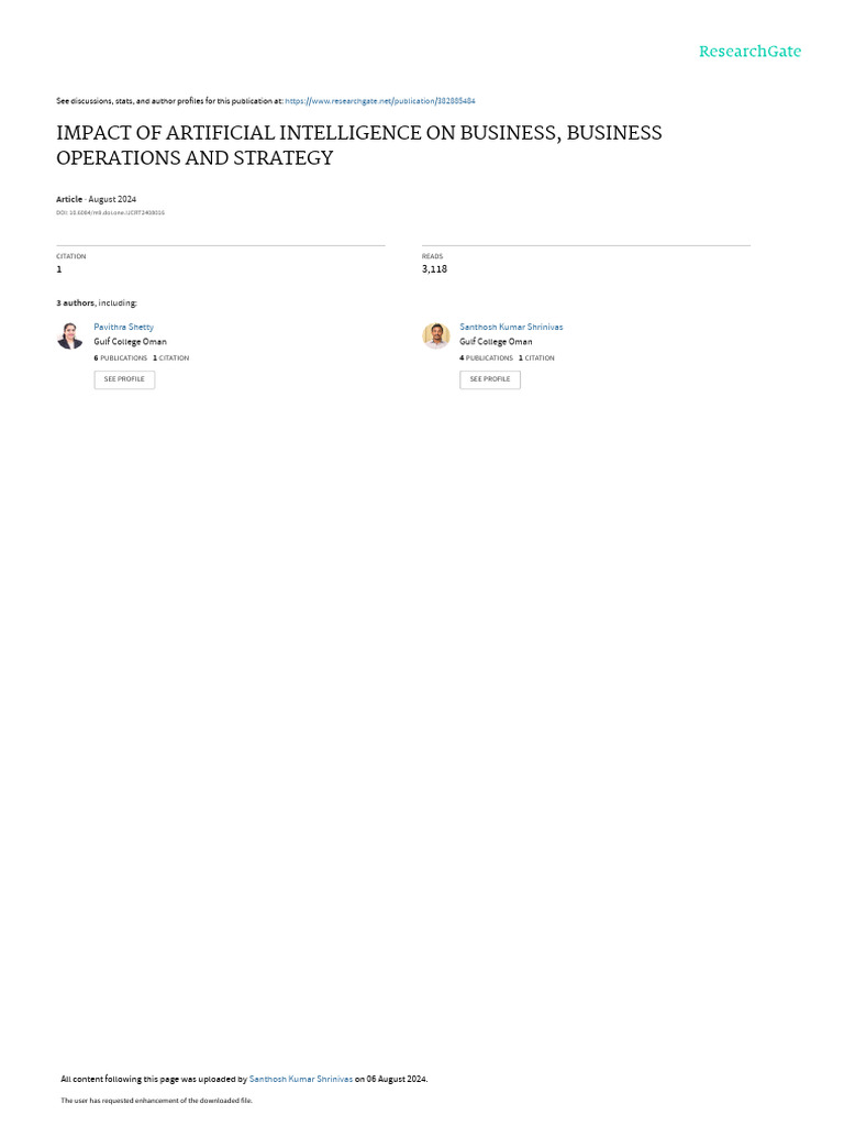 AI's Impact on Business Strategy & Operations | PDF | Artificial ...
