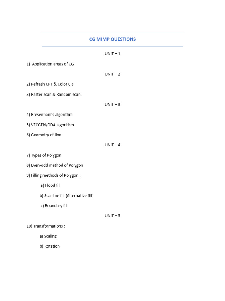 CG Mimp Questions | PDF