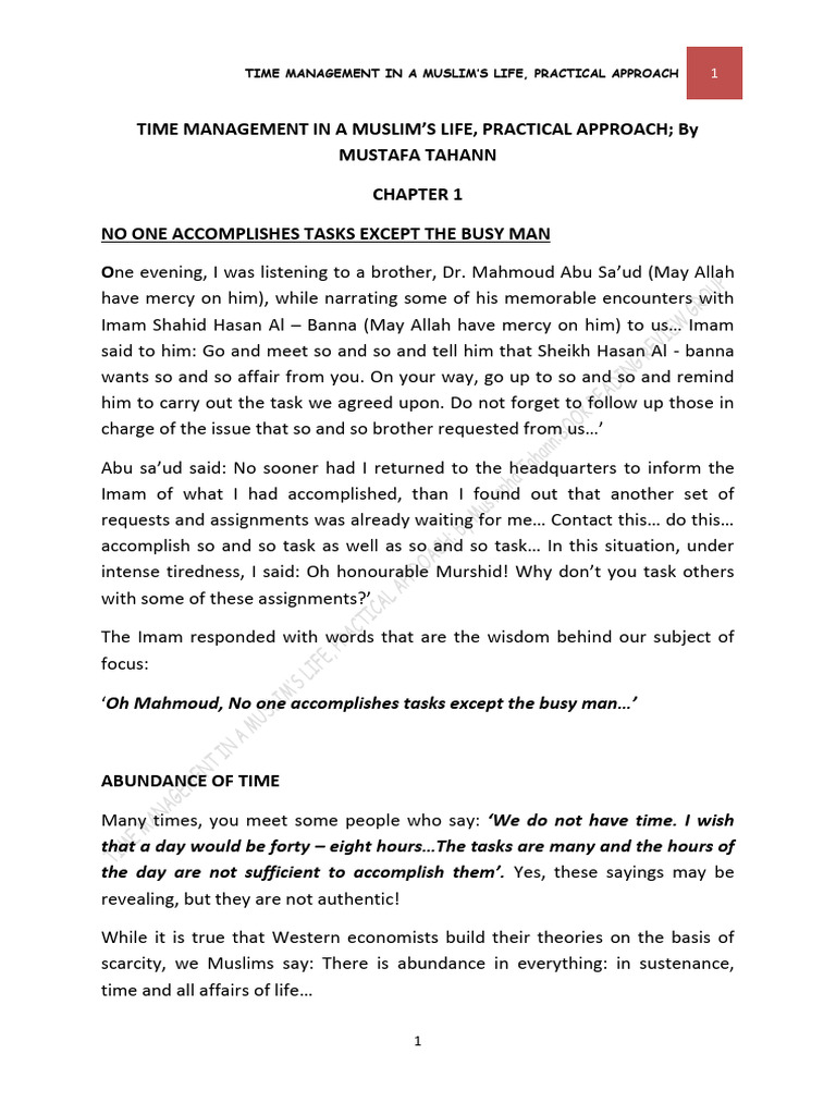 Time Management in Islam: A Practical Guide | PDF | Muhammad | Quran