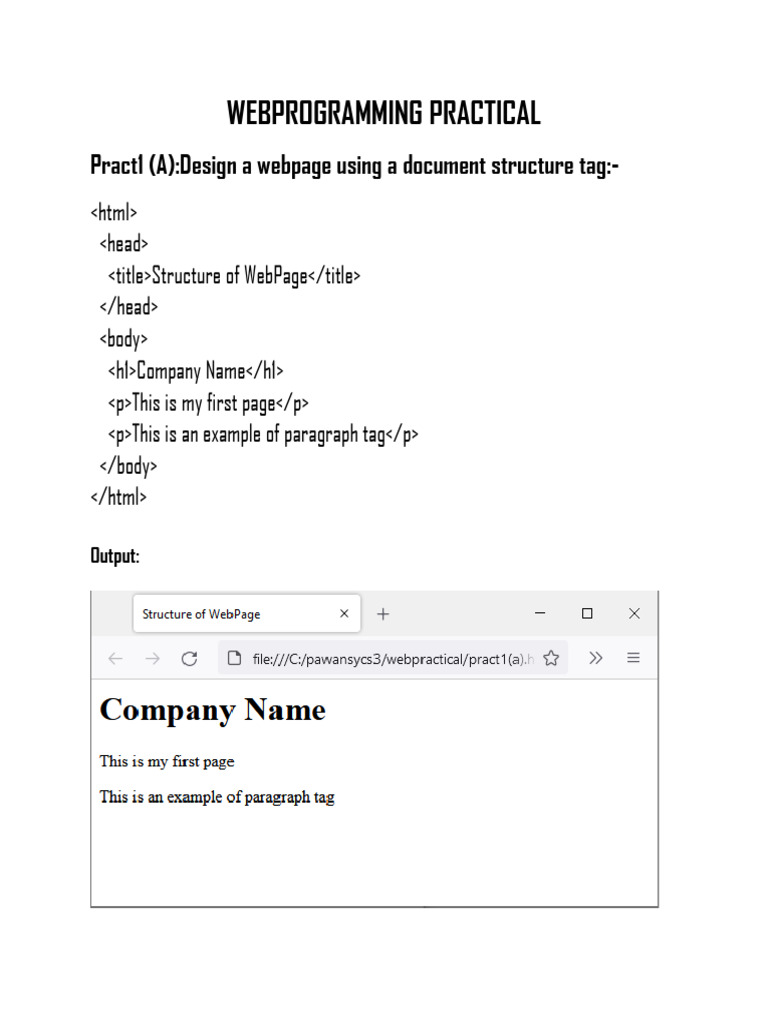 Web Practical Manual Pawan | PDF | Html Element | Html