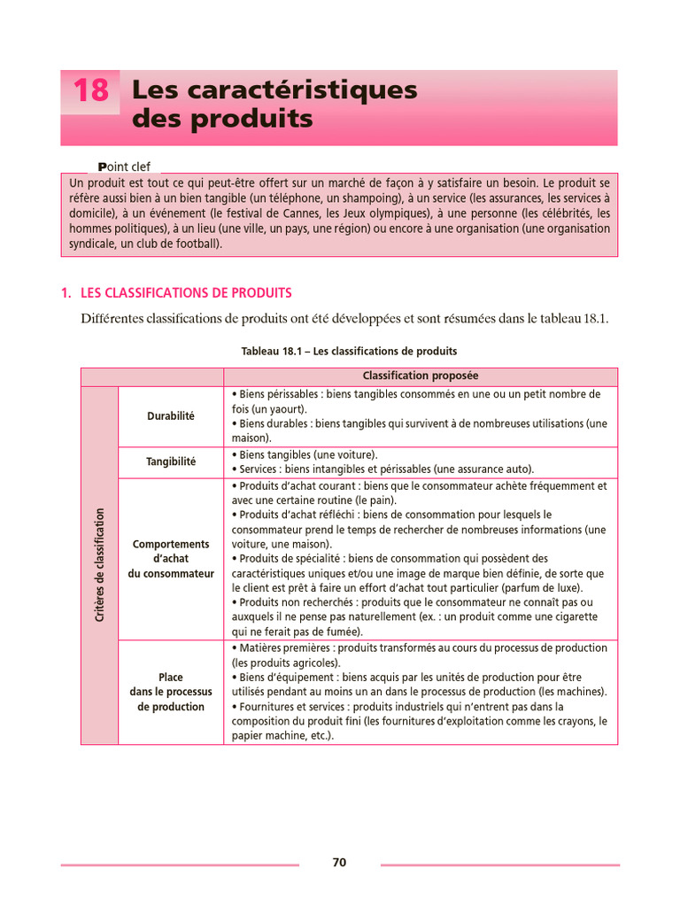 Caractéristiques et classifications des produits | PDF | Consommateurs ...