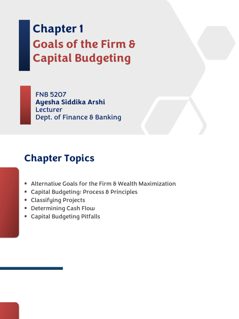 FNB 5207 Chapter 1 Slide | PDF | Capital Budgeting | Net Present Value