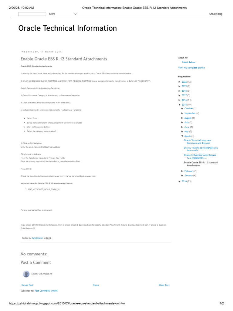 Enable Oracle EBS R.12 Attachments | PDF | Software | Computing