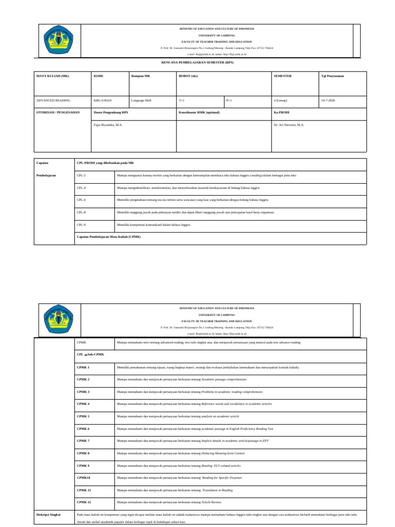 Advanced Reading Course Overview | PDF | Knowledge | Test Of English As ...