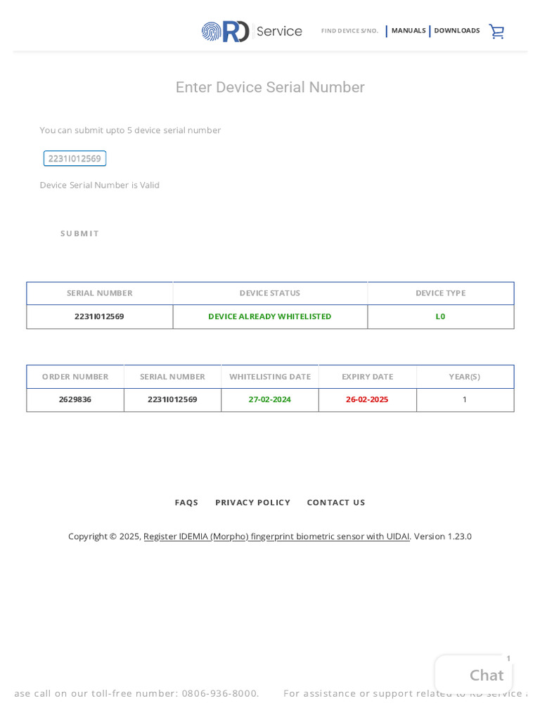 Search RD Service Information - Register IDEMIA (Morpho) Fingerprint ...