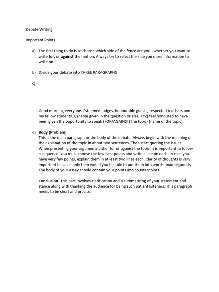Effective Debate Writing Tips | PDF | Argument