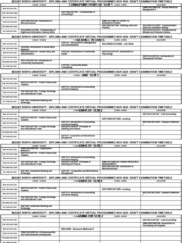 DIPLOMA _ CERT VIRTUAL NOV 2024 DRAFT EXAM TIMETABLE. | PDF | Economies