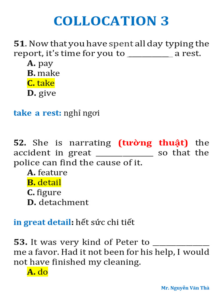 Strong Evidence in Collocation Exercises | PDF | Vietnam