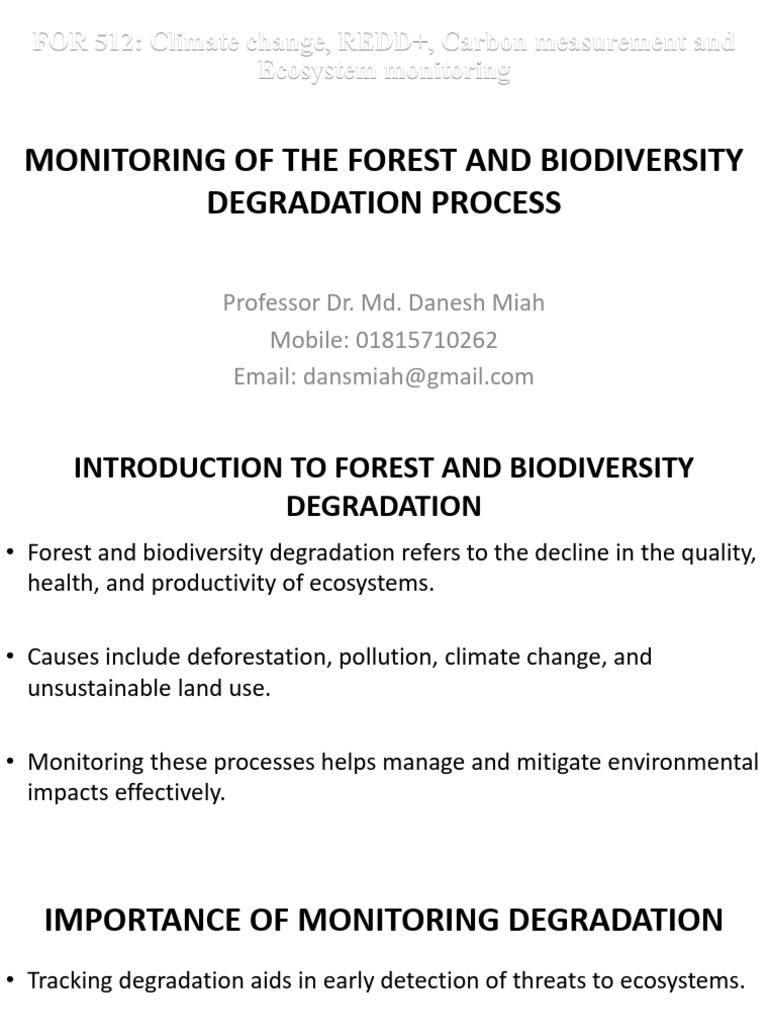 Class 6 - Monitoring Forest and Biodiversity - 12 Nov 2024 | PDF ...