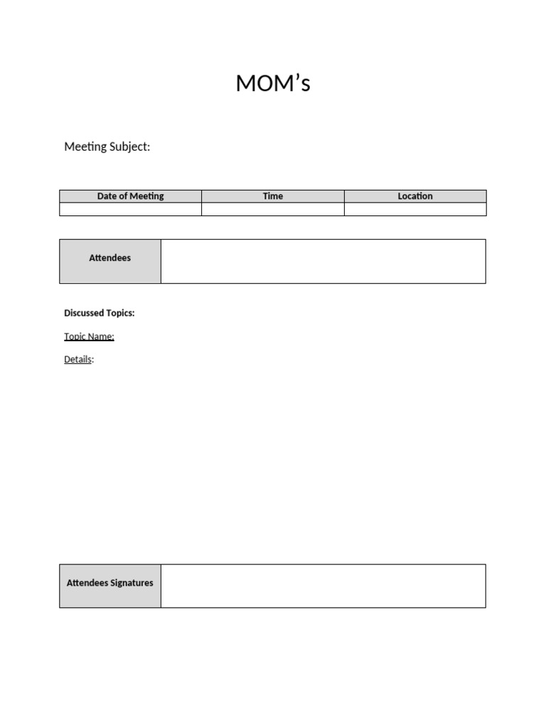 MOM's - Form | PDF