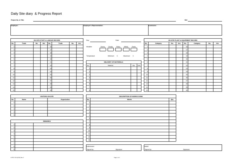 Daily Site Diary & Progress Report | PDF | Climate | Physical Geography