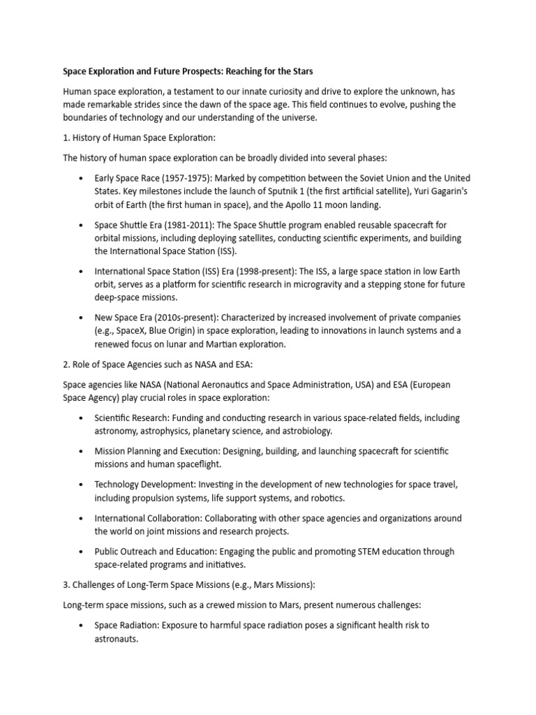 Future of Human Space Exploration | PDF | Space Exploration | Nasa