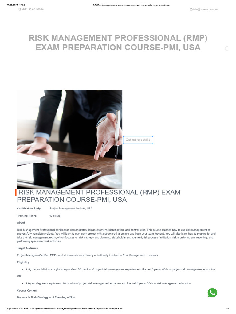 RMP Exam Prep Course Overview | PDF | Risk | Risk Management