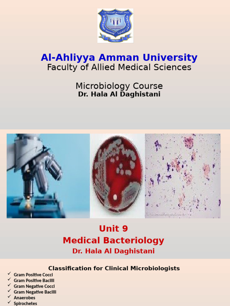 UNIT 9-Medical Bacteriology | PDF | Streptococcus | Salmonella