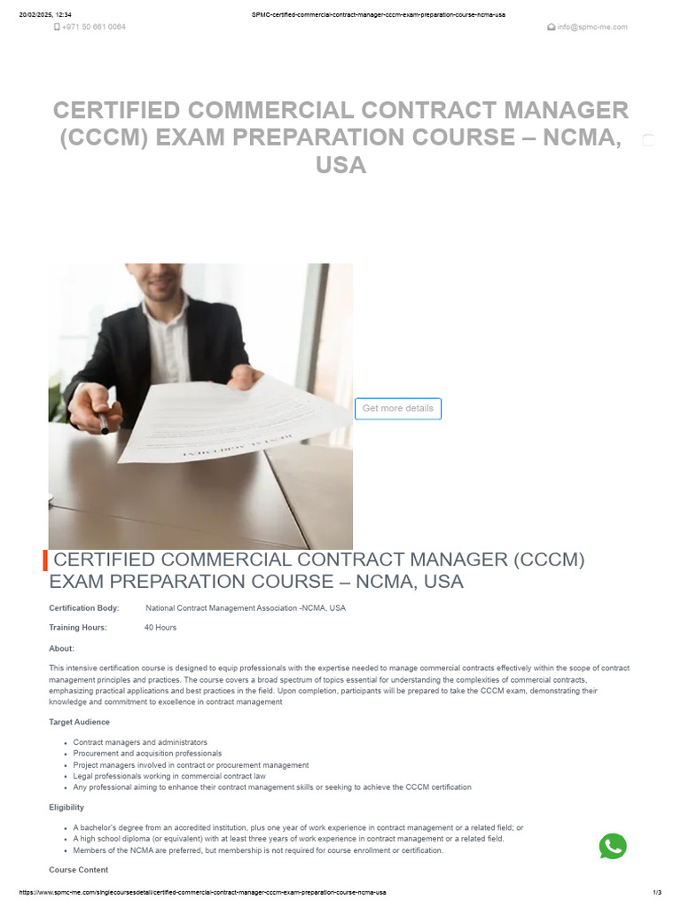 CCCM Exam Prep Course Details | PDF | Professional Certification | Business