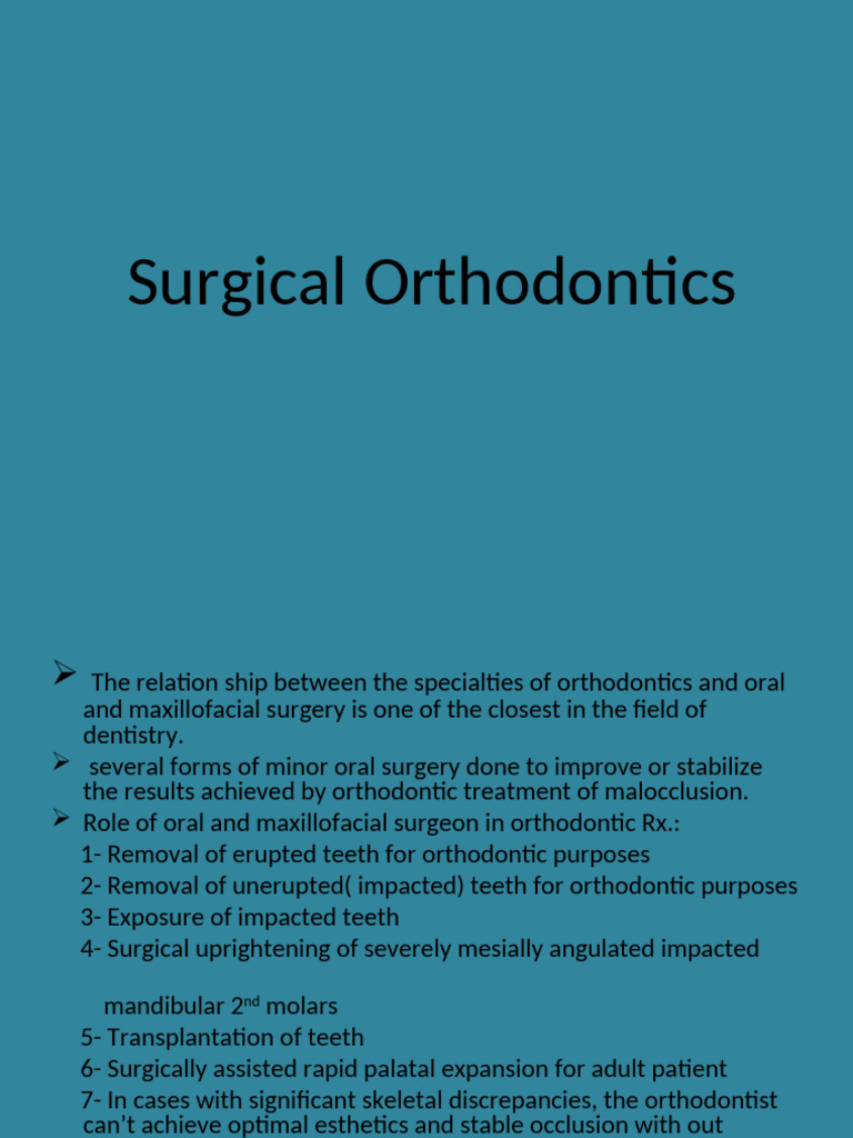 Surgical Orthodontics: Techniques & Roles | PDF | Dental Anatomy ...