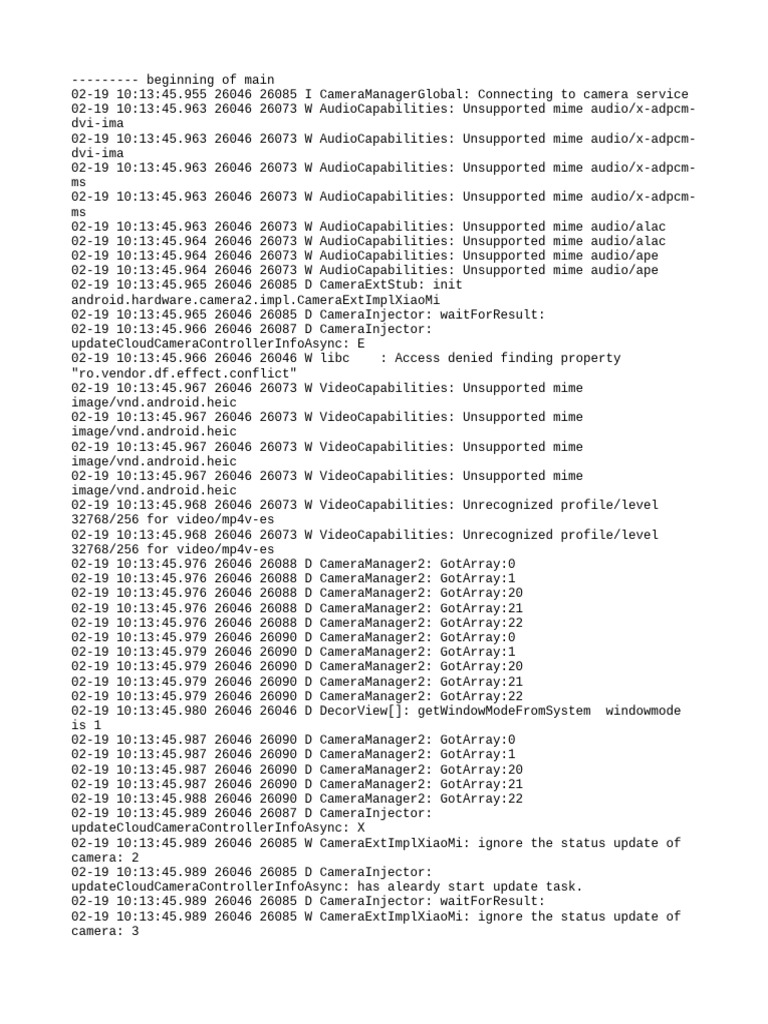 Camera and Audio Capabilities Log | PDF | Data Compression | Software