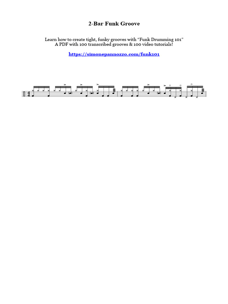 Funk Drumming 101: 2-Bar Grooves Guide | PDF