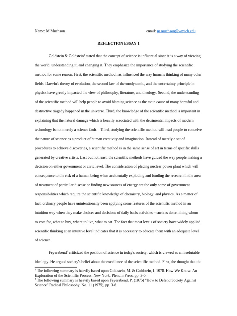 M Muchson - SCI 6150 - Reflection Essay 1 | PDF | Science | Scientific ...