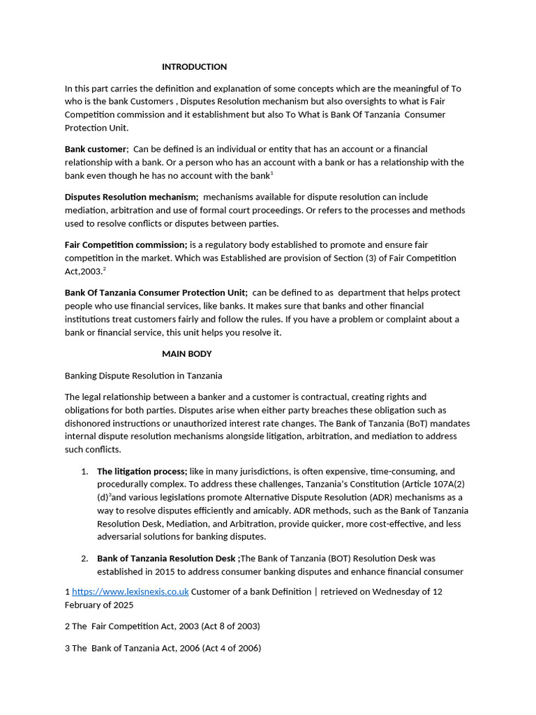 Banking Dispute Resolution in Tanzania | PDF | Mediation | Alternative ...
