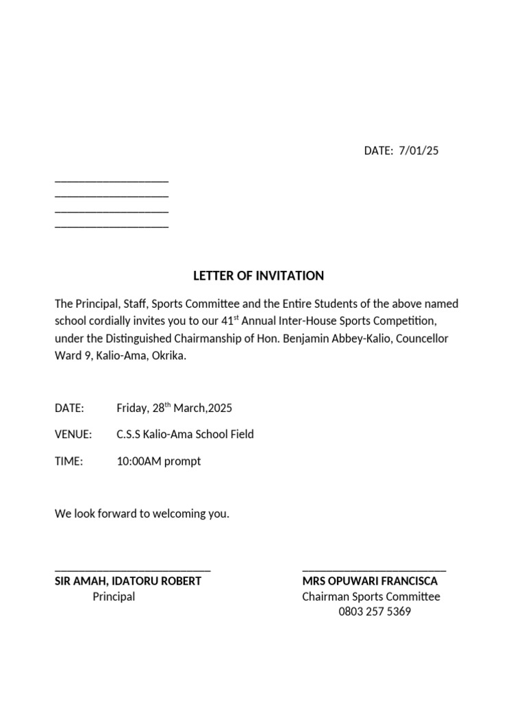 Letter of Invitation | PDF