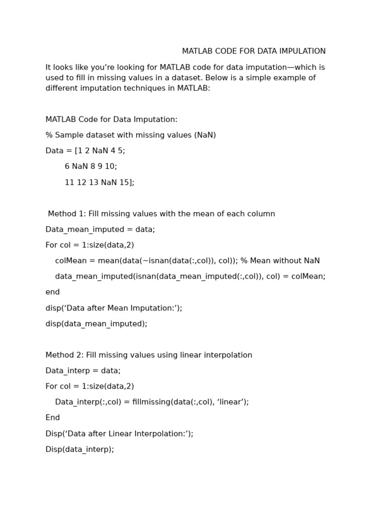 MATLAB CODE FOR DATA TYPES. | PDF | Matlab | Algorithms