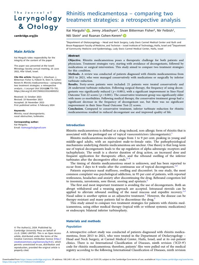 Surgical vs. Medical Treatment for Rhinitis | PDF | Health Sciences ...