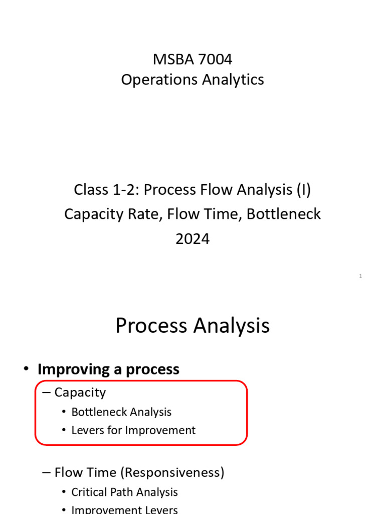 MSBA7004 2024 - Class 1-2 - Process Analysis I - Capacity Rate, Flow ...