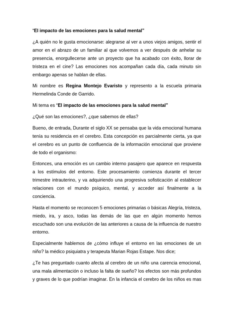 Emociones y su impacto en la salud mental | PDF | Las emociones | Adultos