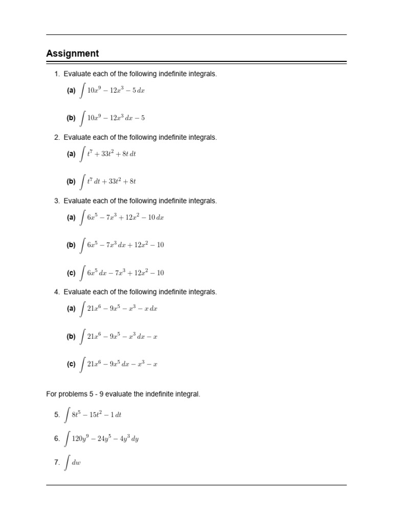 Calculus 2 Assignment 1 | PDF
