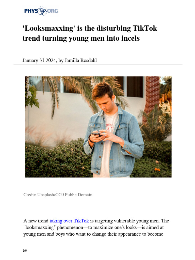 2024 01 Looksmaxxing Disturbing Tiktok Trend Young PDF