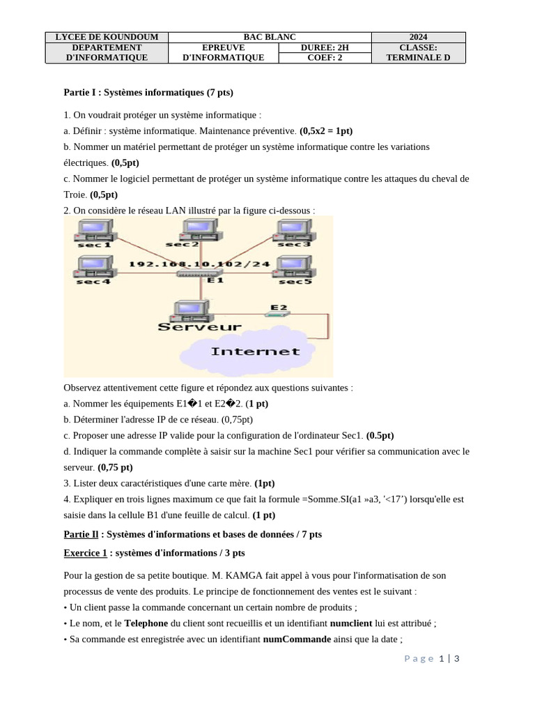 Épreuve d'informatique Bac 2024 | PDF | Informatique | Informatique