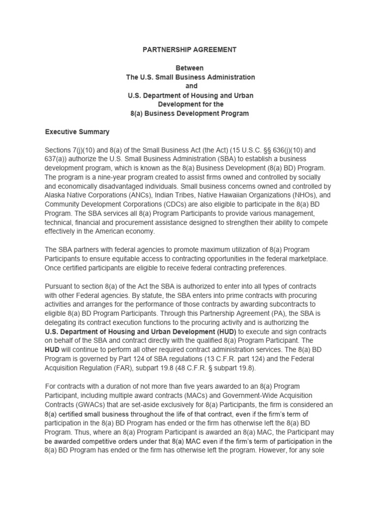 Department of HUD Partnership Agreement - SBA Signed Dec 29 2022 | PDF ...