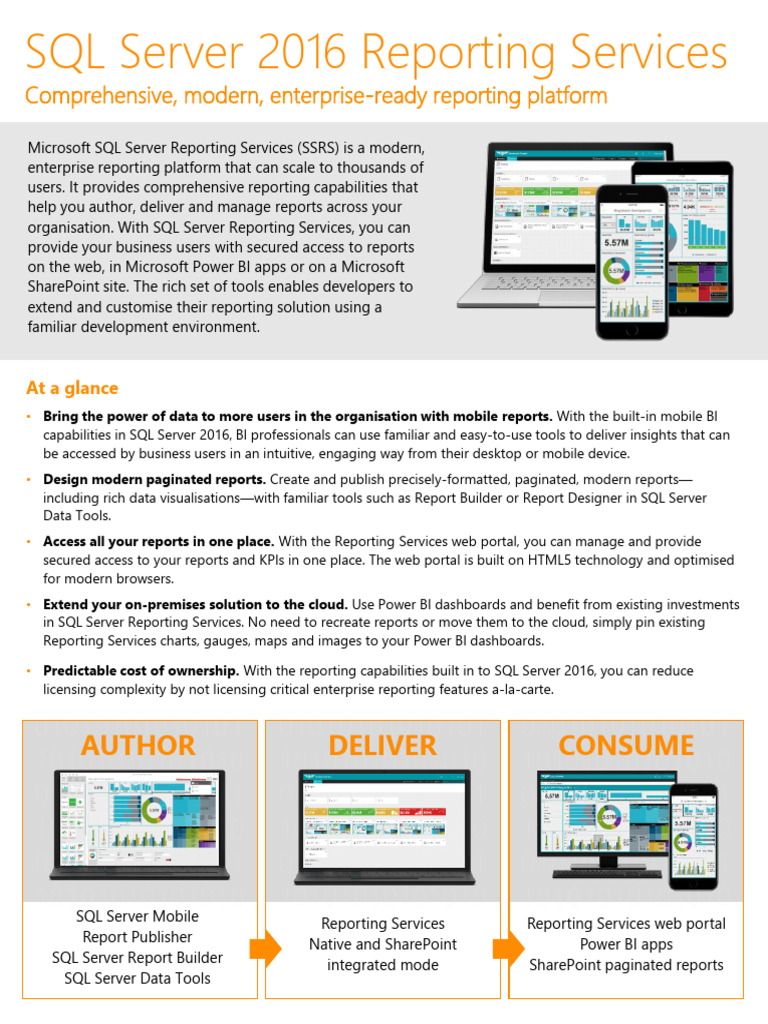 SQL Server 2016 Reporting Services Datasheet EN GB | PDF | Share Point ...