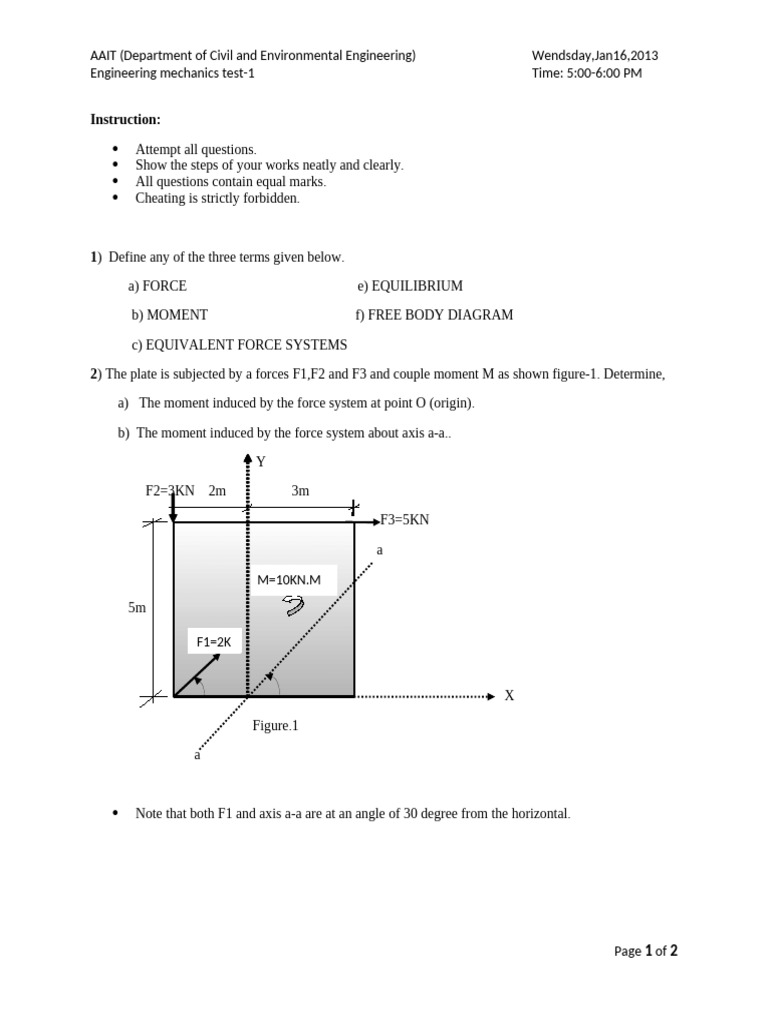 mechanics test-1 | PDF