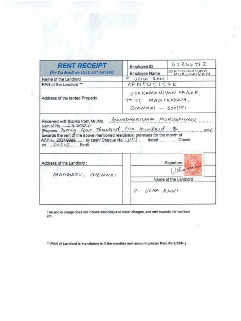 Rent Receipt | PDF