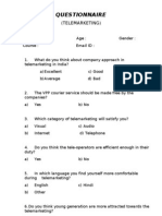 Telemkting Questionnaire