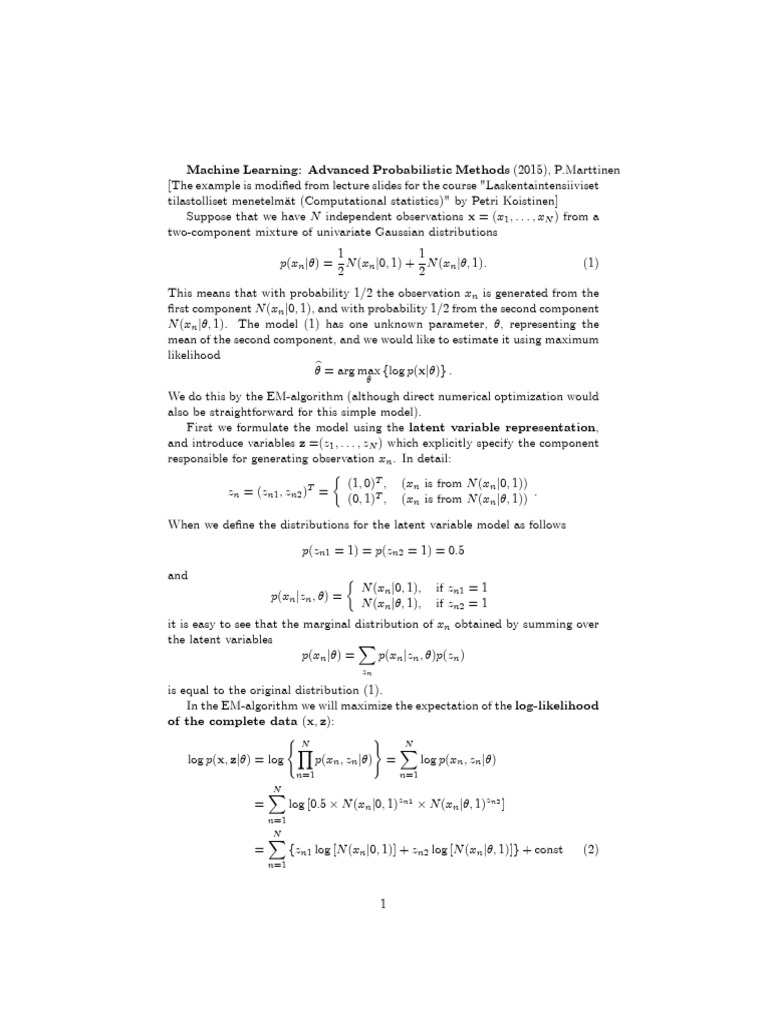 EM Algorithm for Gaussian Mixture Models | PDF | Statistics ...